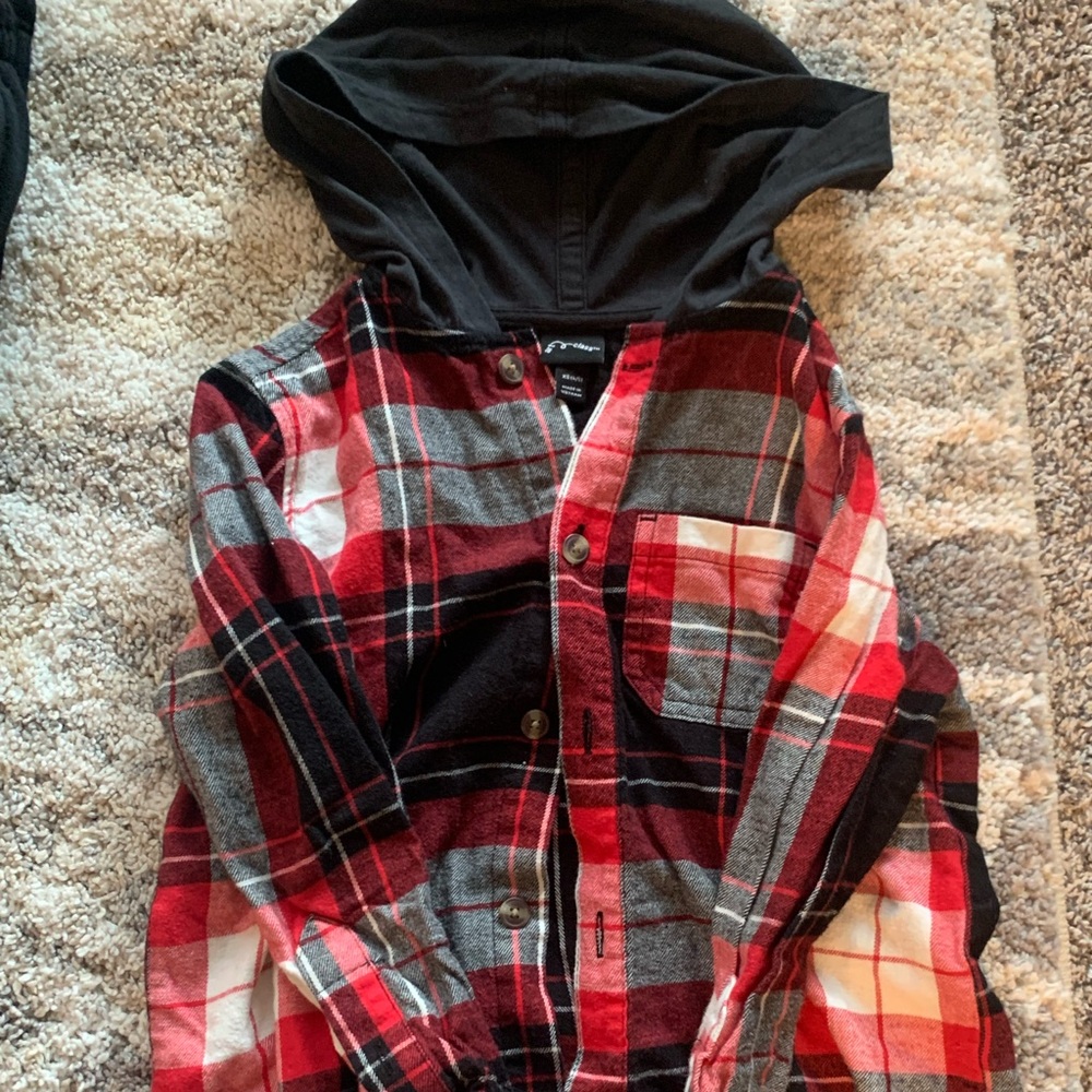 Boys hooded flannel shirt